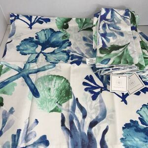 Modern Southern Home Set 9 Napkins Blue White Auruba Waters 20X20 Tropical Beach
